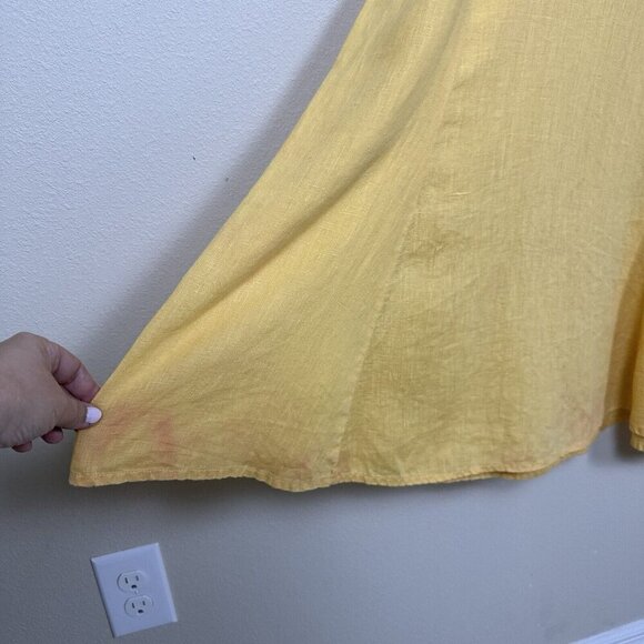 FLAX by Jeanne Engelhart 100% Linen Maxi Dress Size Petite US Small 4 - 6 Yellow - Picture 10 of 16